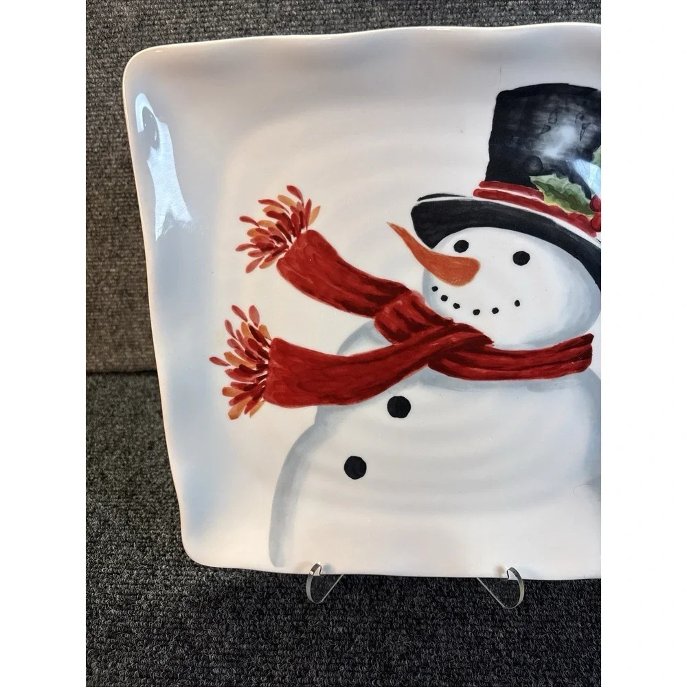 Maxcera~Toile Snowman Top‎ Hat Plate/Platter~11